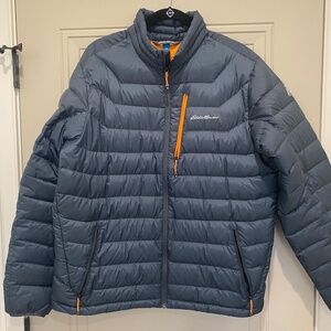 Eddie Bauer Down Puffer Jacket Coat Mens L Storm 800 Blue Gray LN